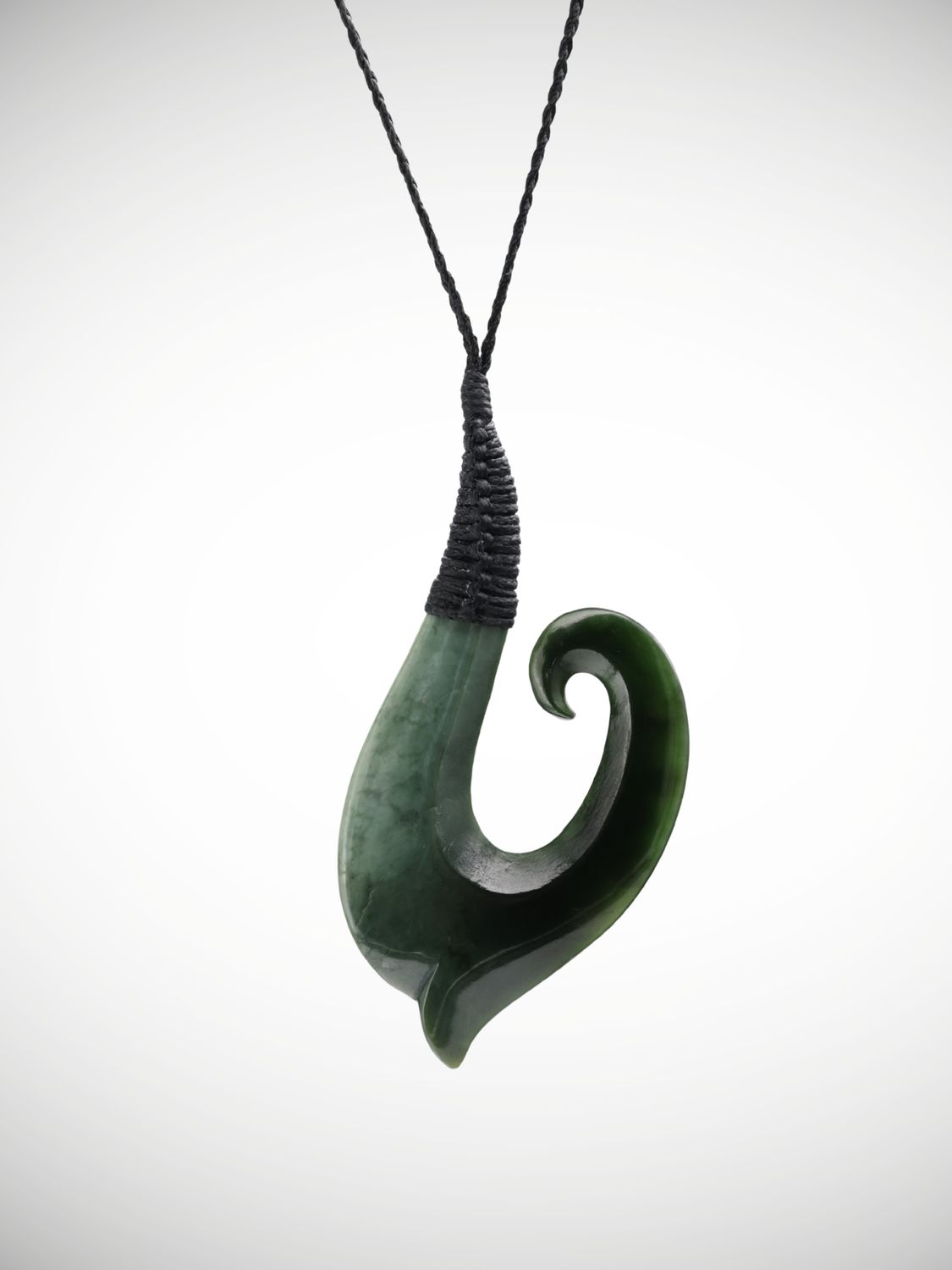 Moko Pounamu Hei Matau (Hook) NZ Genuine Kawakawa Greenstone - Awamoko