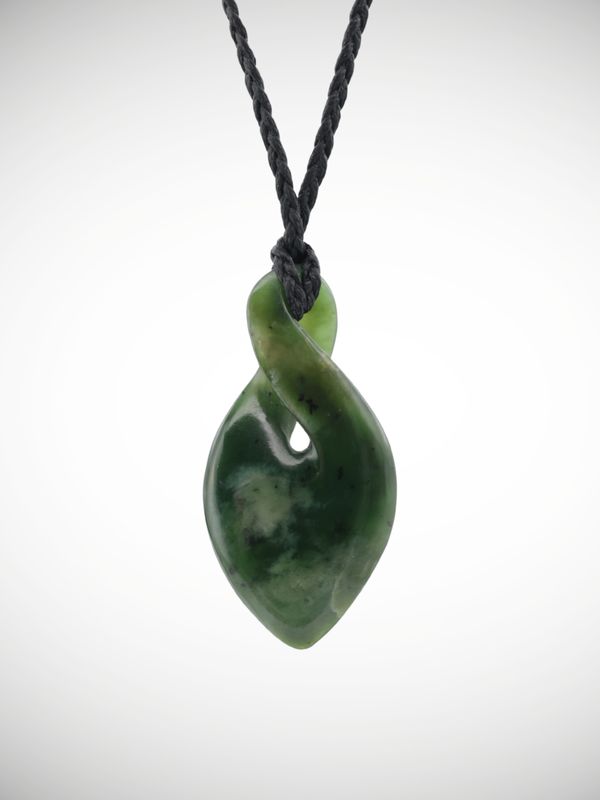 Moko Pounamu Pikorua (Twist) Genuine NZ Kawakawa Flower Greenstone - Mangaohutu