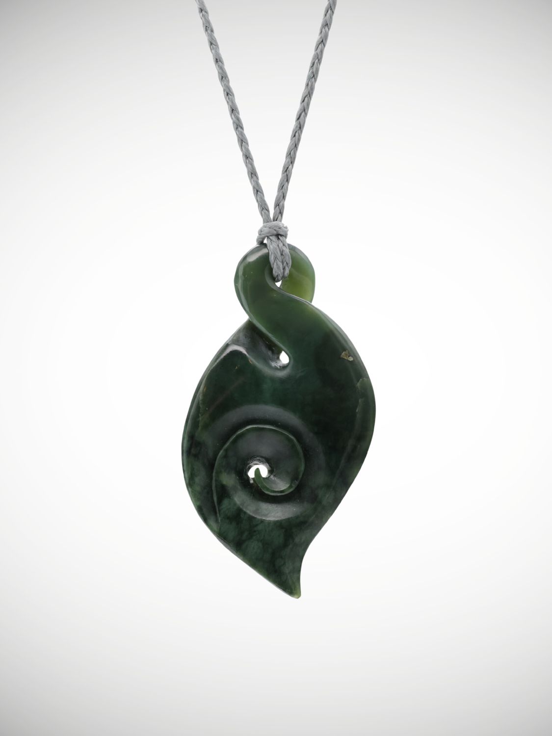 Moko Pounamu Pikorua (Twist) with Koru Genuine NZ Kawakawa Greenstone - Mangaonoho