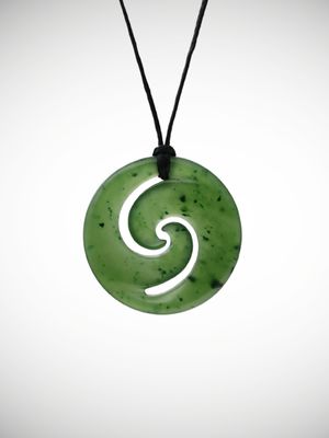 Moko Pounamu Double Koru Genuine NZ Kahurangi Greenstone - Oranga