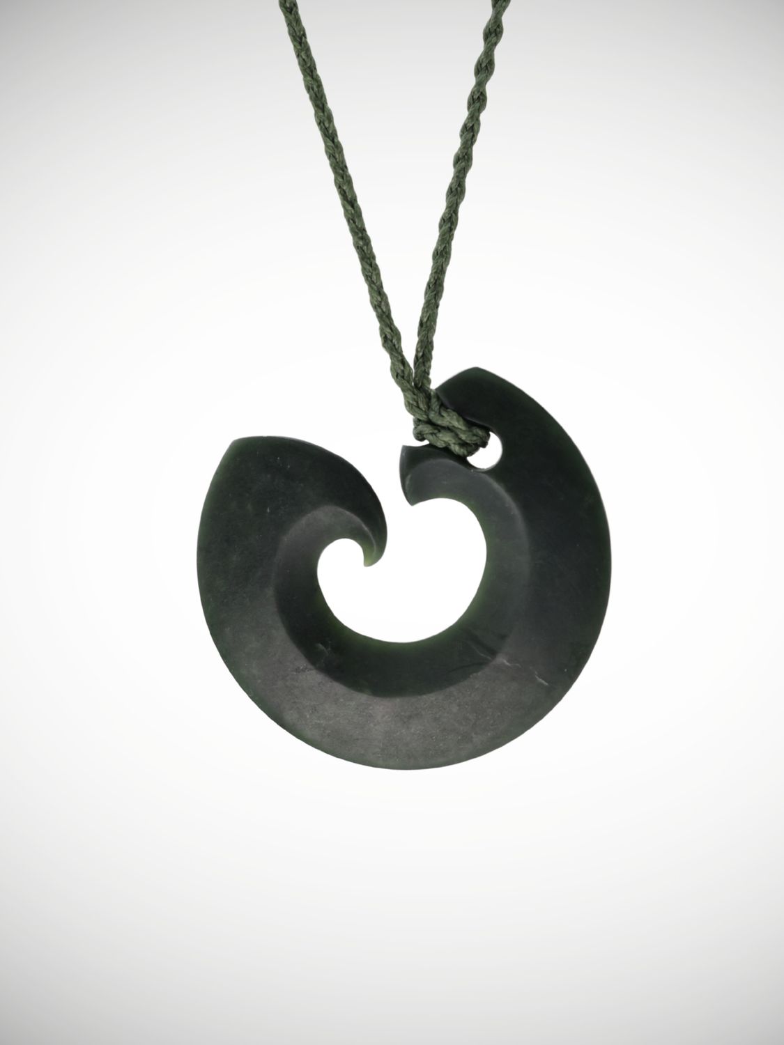 Moko Pounamu Hei Matau (Hook) NZ Genuine Kawakawa Greenstone - Ikawai