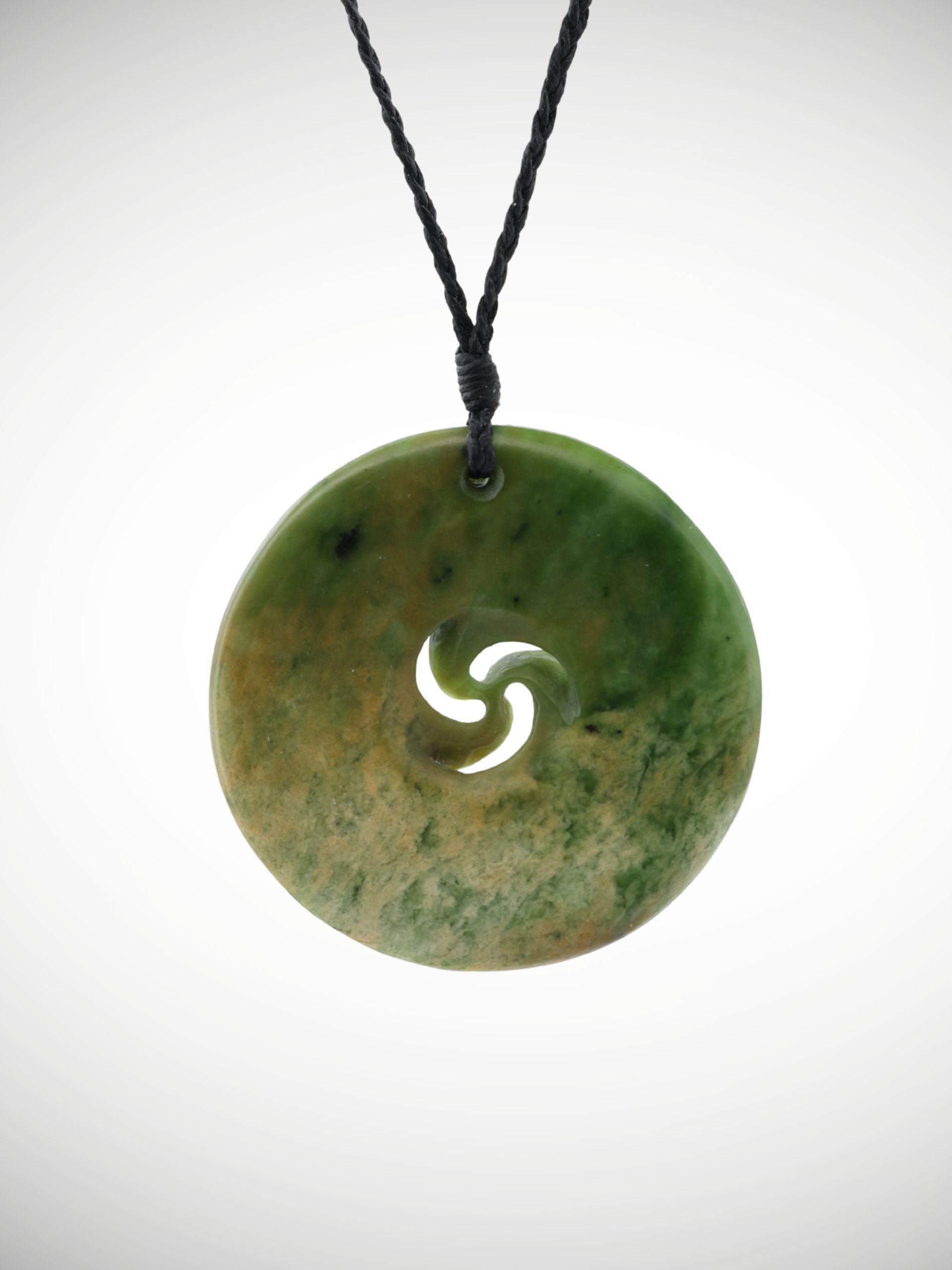 Moko Pounamu Triple Koru Genuine NZ Raukaraka Greenstone - Hukerenui