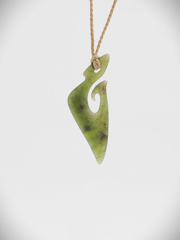 Moko Pounamu Hei Matau (Hook) NZ Genuine Totoweka Greenstone - Waipohatu