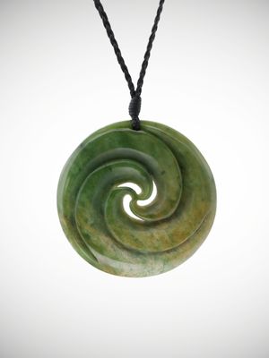 Moko Pounamu Triple Koru Genuine NZ Raukaraka Greenstone - Hukerenui