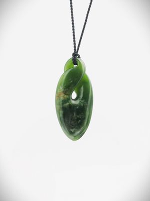Moko Pounamu Pikorua (Twist) NZ Genuine Kahurangi Flower Greenstone - Hatea-Arangi Moko Pounamu Pikorua (Twist) NZ Genuine Kahurangi Flower Greenstone - Hatea-Arangi