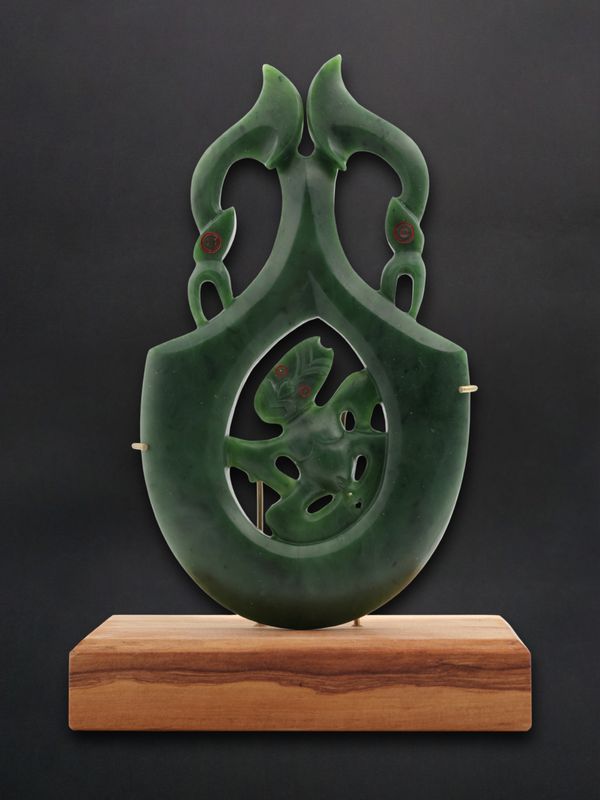 Moko Pounamu Tiki & Manaia Sculpture Genuine NZ Kahurangi Pounamu - Oturaki