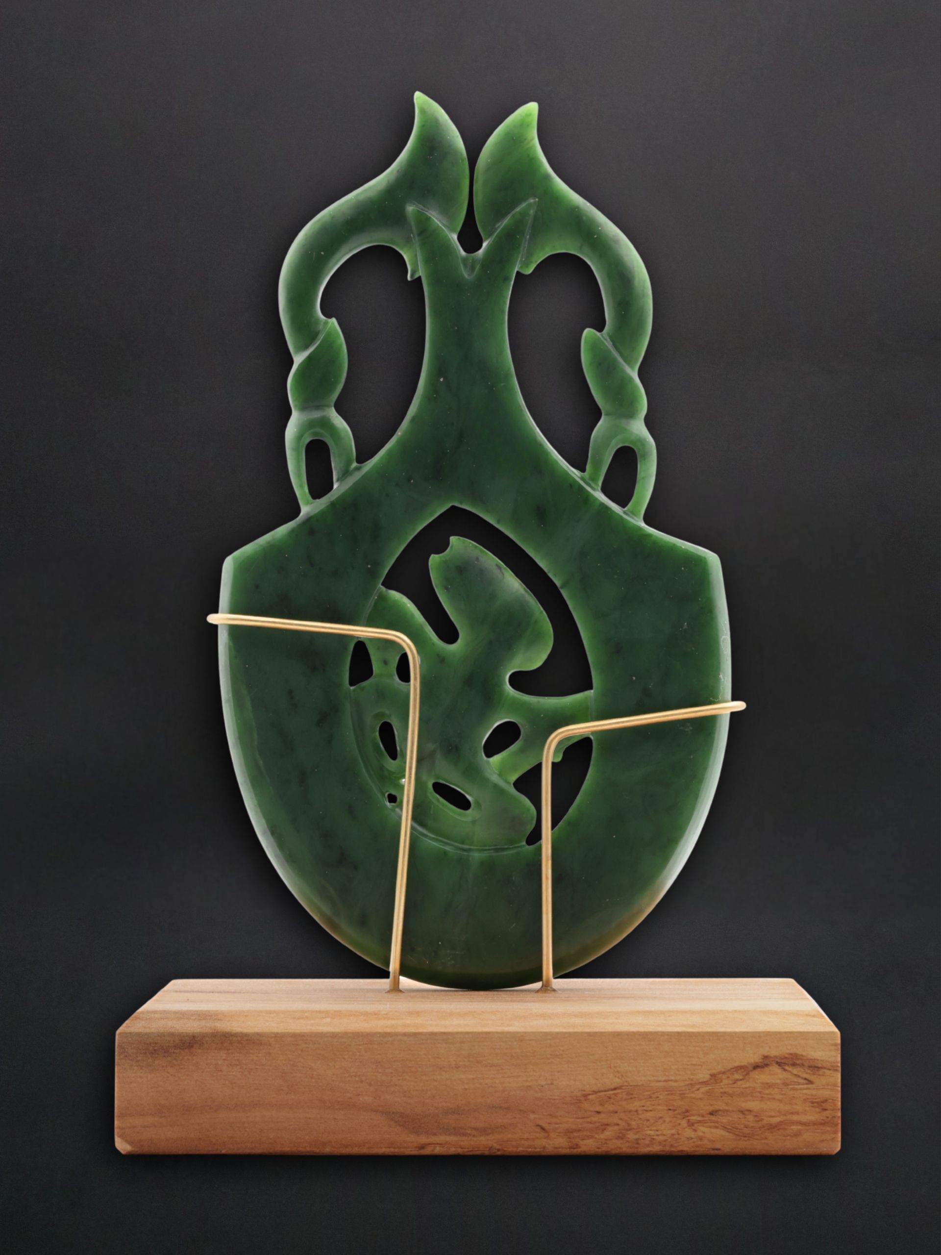 Moko Pounamu Tiki & Manaia Sculpture Genuine NZ Kahurangi Pounamu - Oturaki