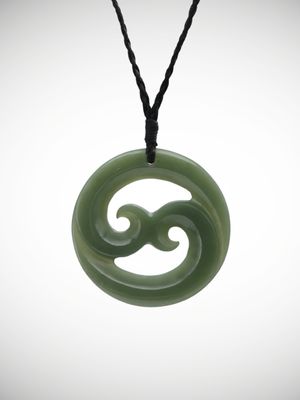 Moko Pounamu Double Koru Genuine NZ Inanga Greenstone - Kihikihi Moko Pounamu Double Koru Genuine NZ Inanga Greenstone - Kihikihi