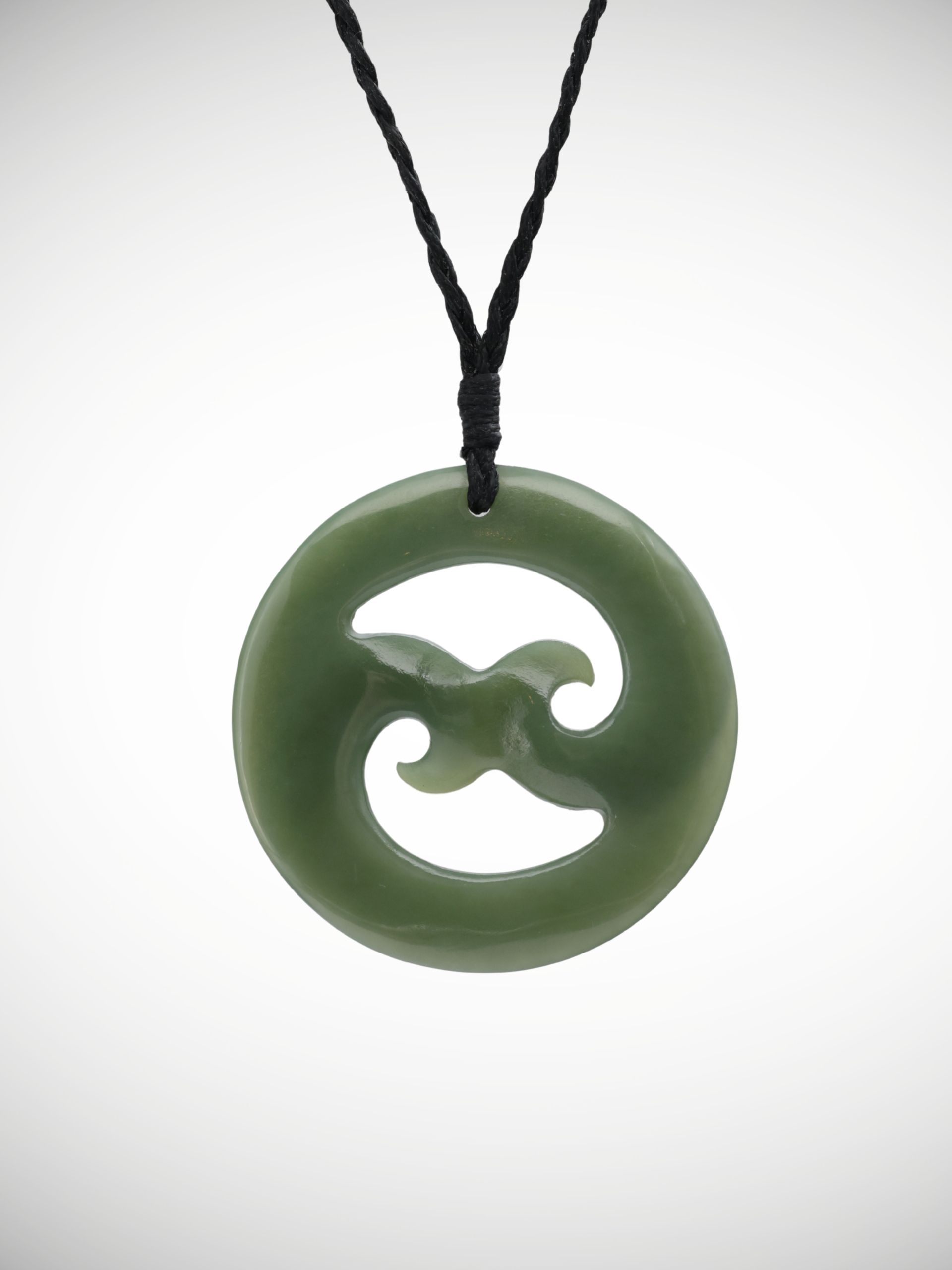 Moko Pounamu Double Koru Genuine NZ Inanga Greenstone - Kihikihi