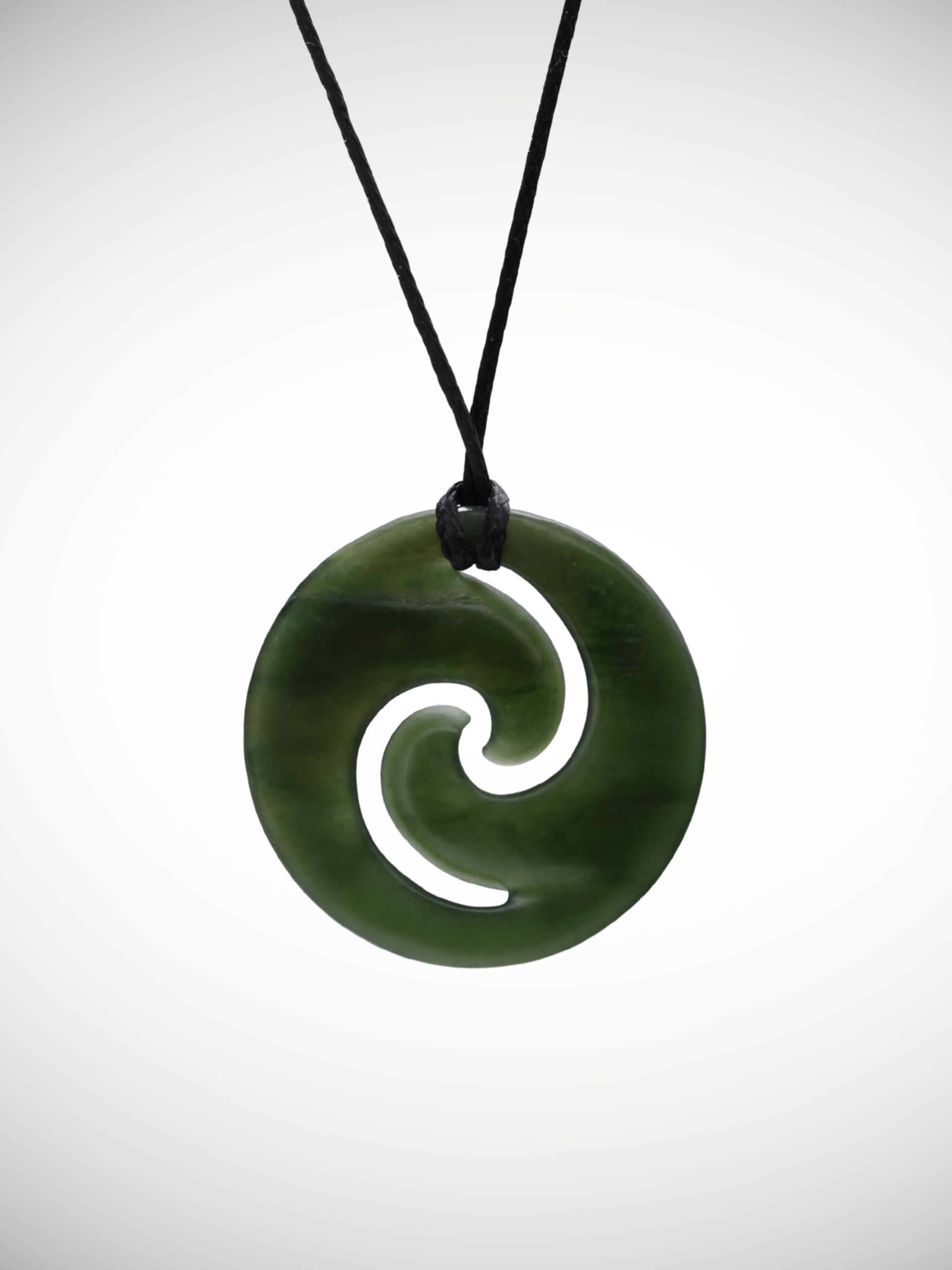 Moko Pounamu Double Koru Genuine NZ Kawakawa Greenstone - Kakiroa