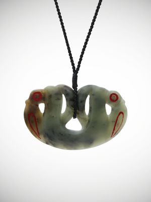 Moko Pounamu Pekapeka NZ Genuine Inanga Greenstone - Kaikarae