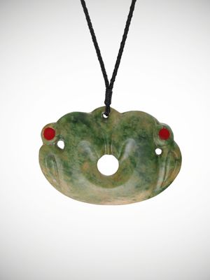 Moko Pounamu Pekapeka NZ Genuine Marsden Flower Greenstone - Kaimai