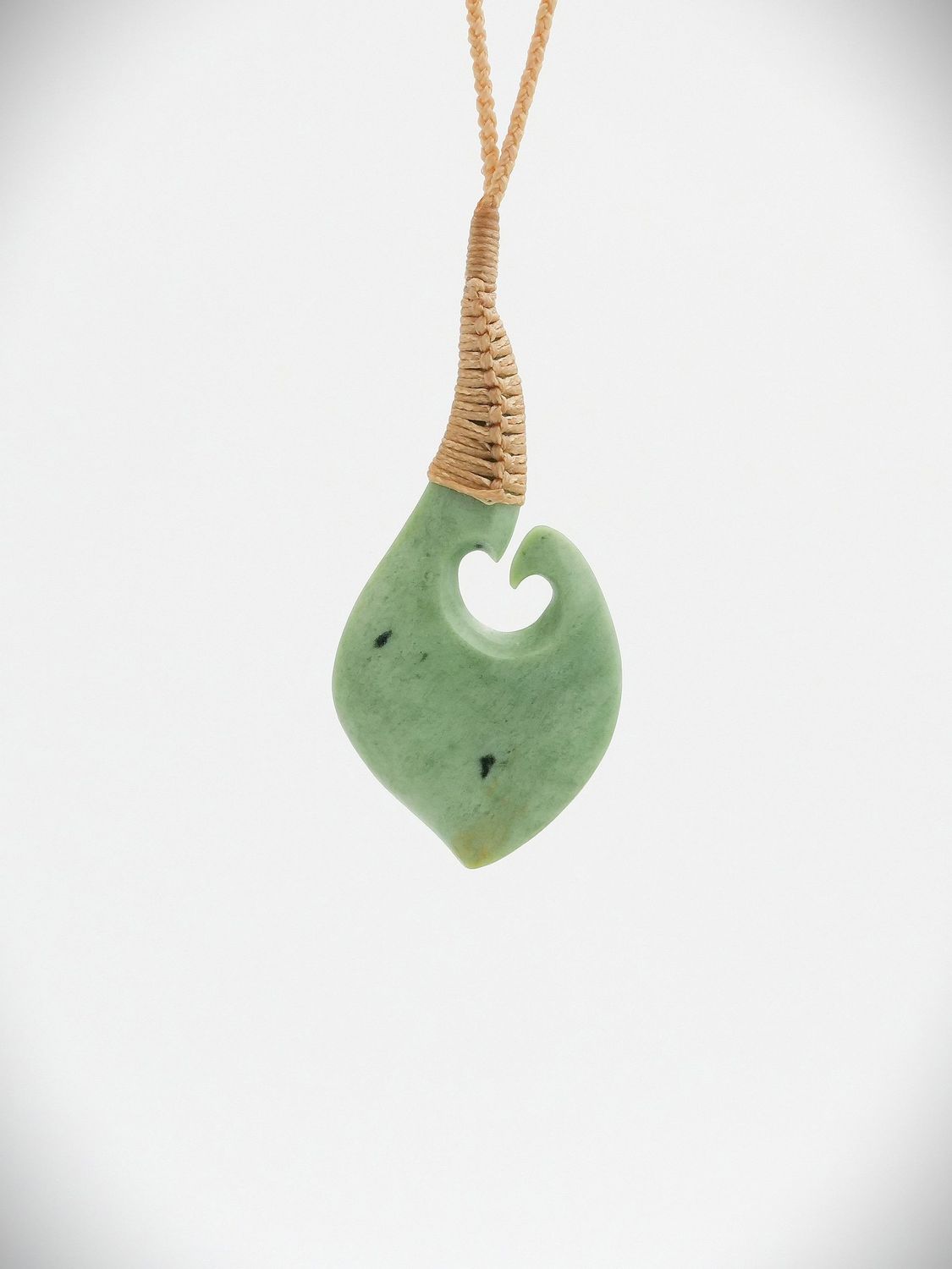 Moko Pounamu Hei Matau (Hook) NZ Genuine Auhunga Greenstone - Otahuti