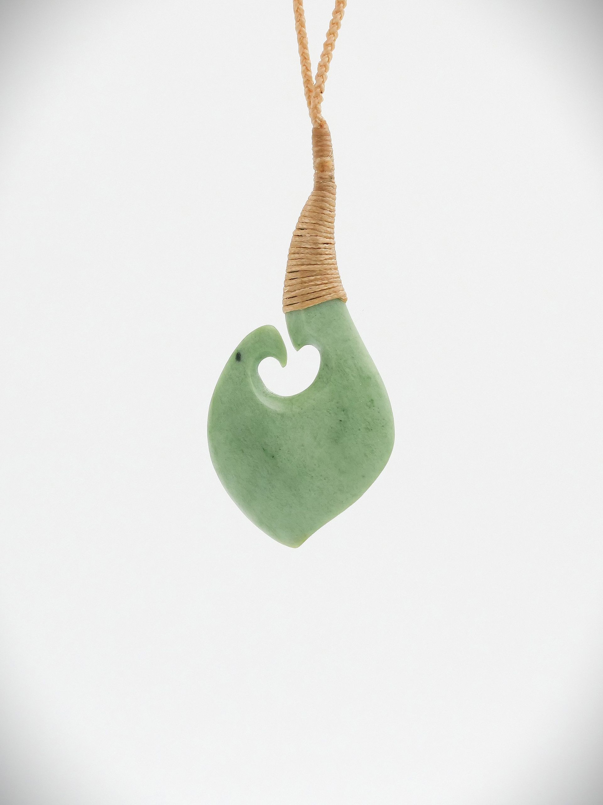 Moko Pounamu Hei Matau (Hook) NZ Genuine Auhunga Greenstone - Otahuti