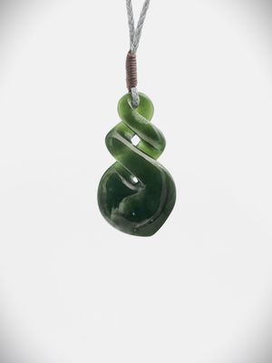 Moko Pounamu Double Pikorua (Twist) NZ Genuine Kawakawa Greenstone - Hauroko Moko Pounamu Double Pikorua (Twist) NZ Genuine Kawakawa Greenstone - Hauroko
