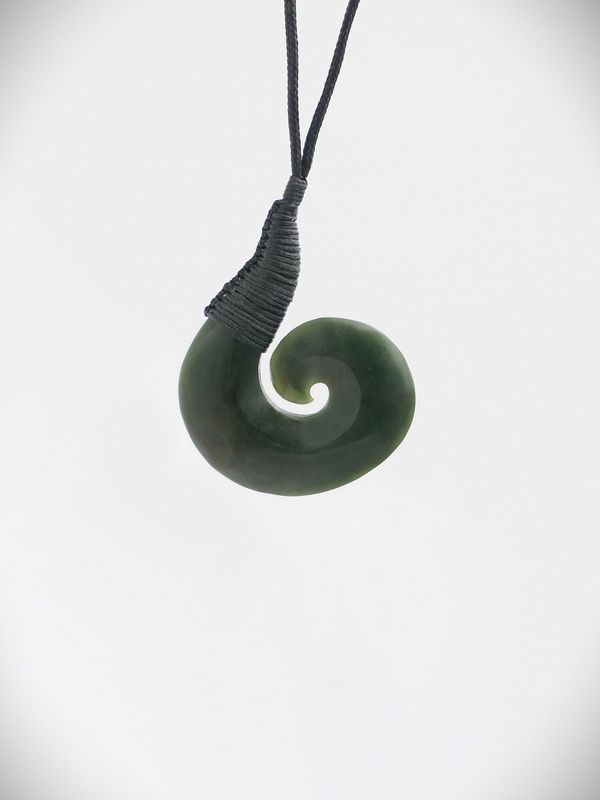 Moko Pounamu Hei Matau (Hook) NZ Genuine Kawakawa Greenstone - Reporua