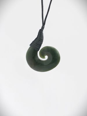 Moko Pounamu Hei Matau (Hook) NZ Genuine Kawakawa Greenstone - Reporua Moko Pounamu Hei Matau (Hook) NZ Genuine Kawakawa Greenstone - Reporua