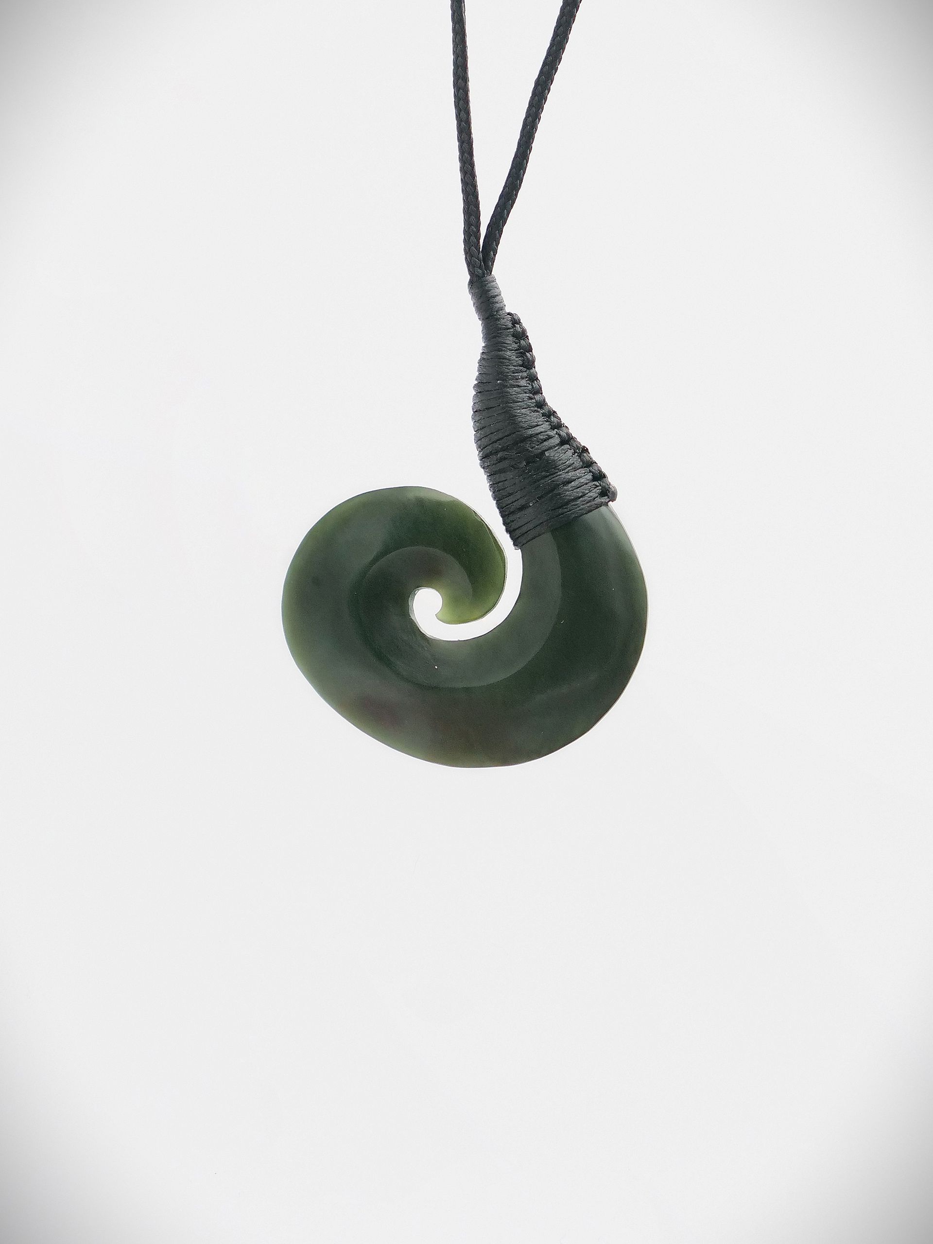 Moko Pounamu Hei Matau (Hook) NZ Genuine Kawakawa Greenstone - Reporua