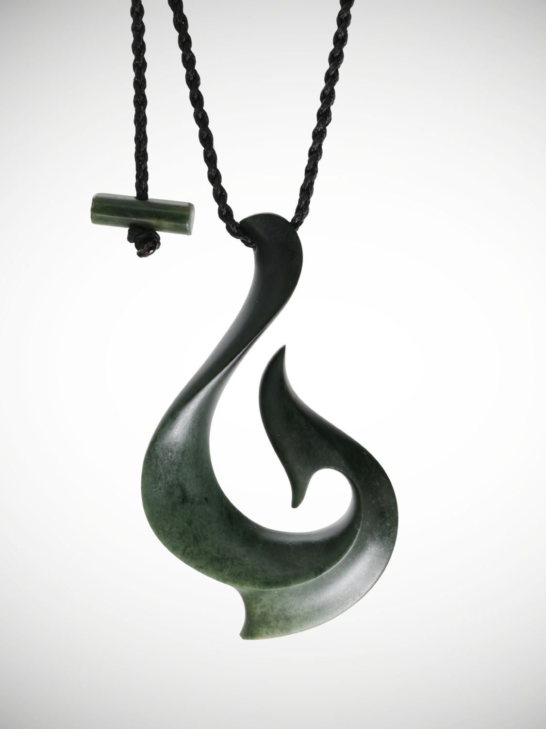Moko Pounamu Hei Matau (Hook) Genuine NZ Kawakawa Greenstone - Mamaranui