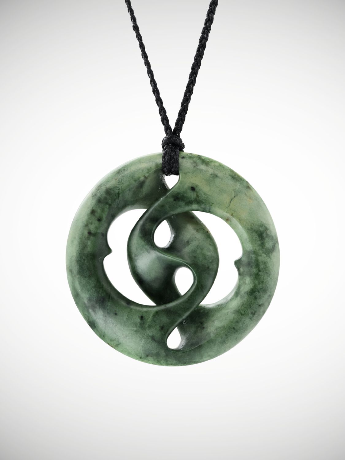 Moko Pounamu Circle of Life Design Genuine NZ Kawakawa Flower Greenstone - Ohakune