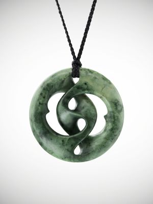 Moko Pounamu Circle of Life Design Genuine NZ Kawakawa Flower Greenstone - Ohakune Moko Pounamu Circle of Life Design Genuine NZ Kawakawa Flower Greenstone - Ohakune