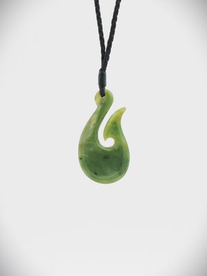 Moko Pounamu Hei Matau (Hook) NZ Genuine Raukaraka Greenstone - Tauwhareparae Moko Pounamu Hei Matau (Hook) NZ Genuine Raukaraka Greenstone - Tauwhareparae