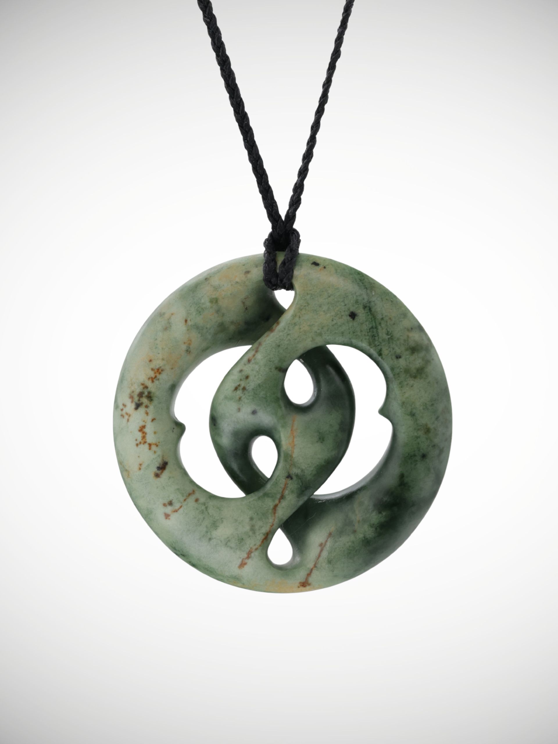 Moko Pounamu Circle of Life Design Genuine NZ Kawakawa Flower Greenstone - Ohakune