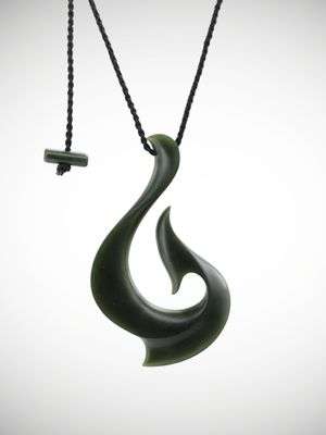 Moko Pounamu Hei Matau (Hook) Genuine NZ Kawakawa Greenstone - Wairarapa Moko Pounamu Hei Matau (Hook) Genuine NZ Kawakawa Greenstone - Wairarapa