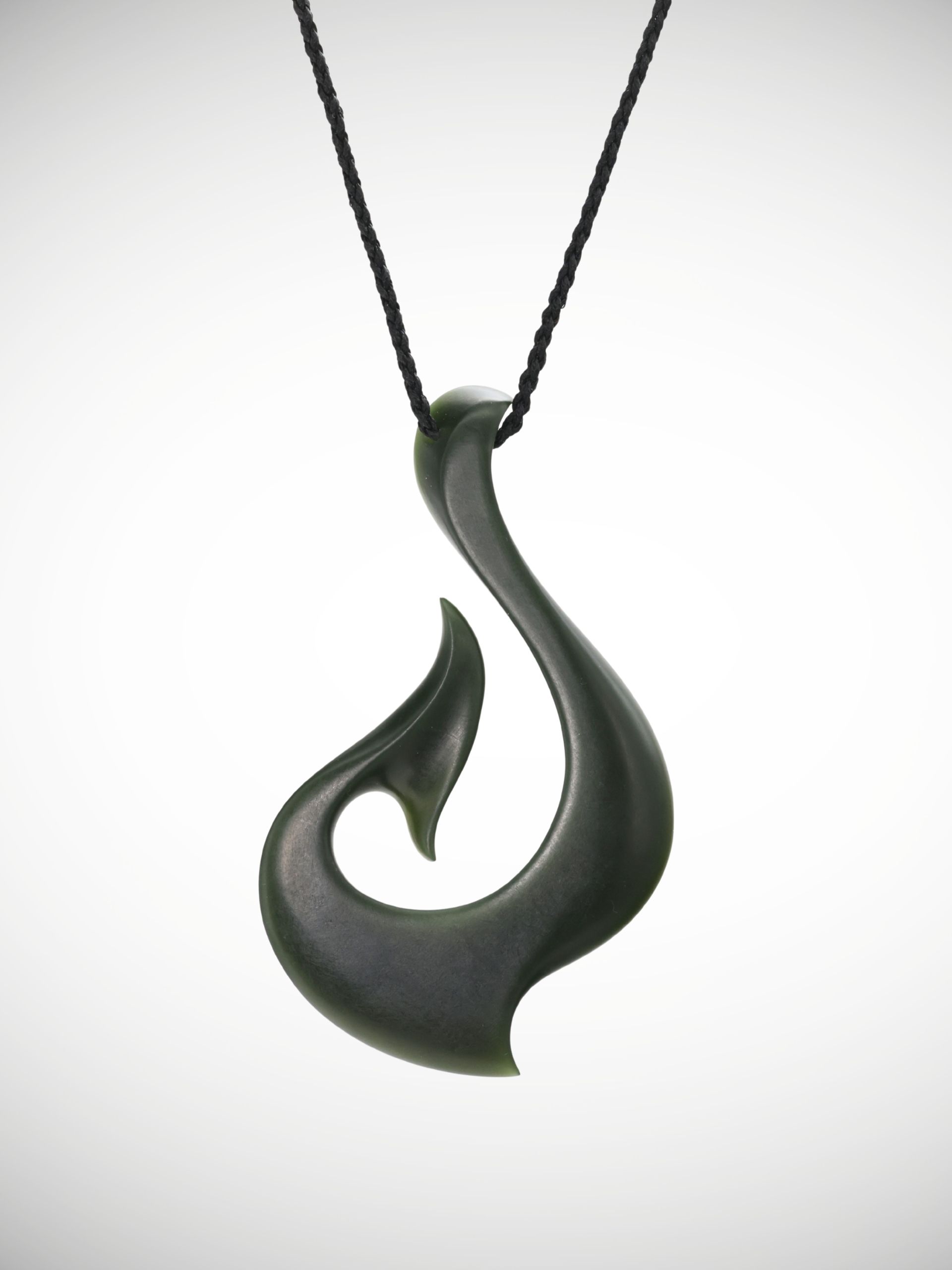 Moko Pounamu Hei Matau (Hook) Genuine NZ Kawakawa Greenstone - Wairarapa