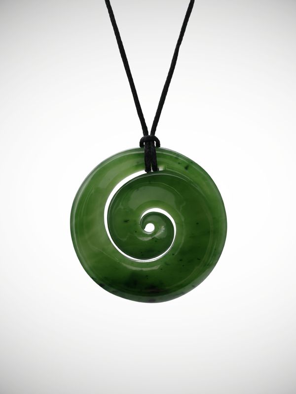 Moko Pounamu Koru Genuine NZ Kahurangi Greenstone - Tahawai