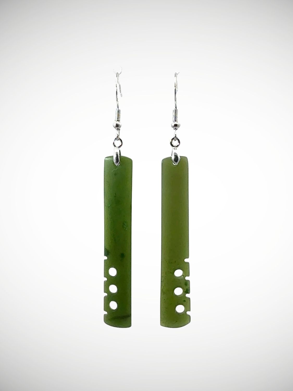 Moko Pounamu Genuine NZ Kawakawa Greenstone & Sterling Silver Earrings - Waimatua
