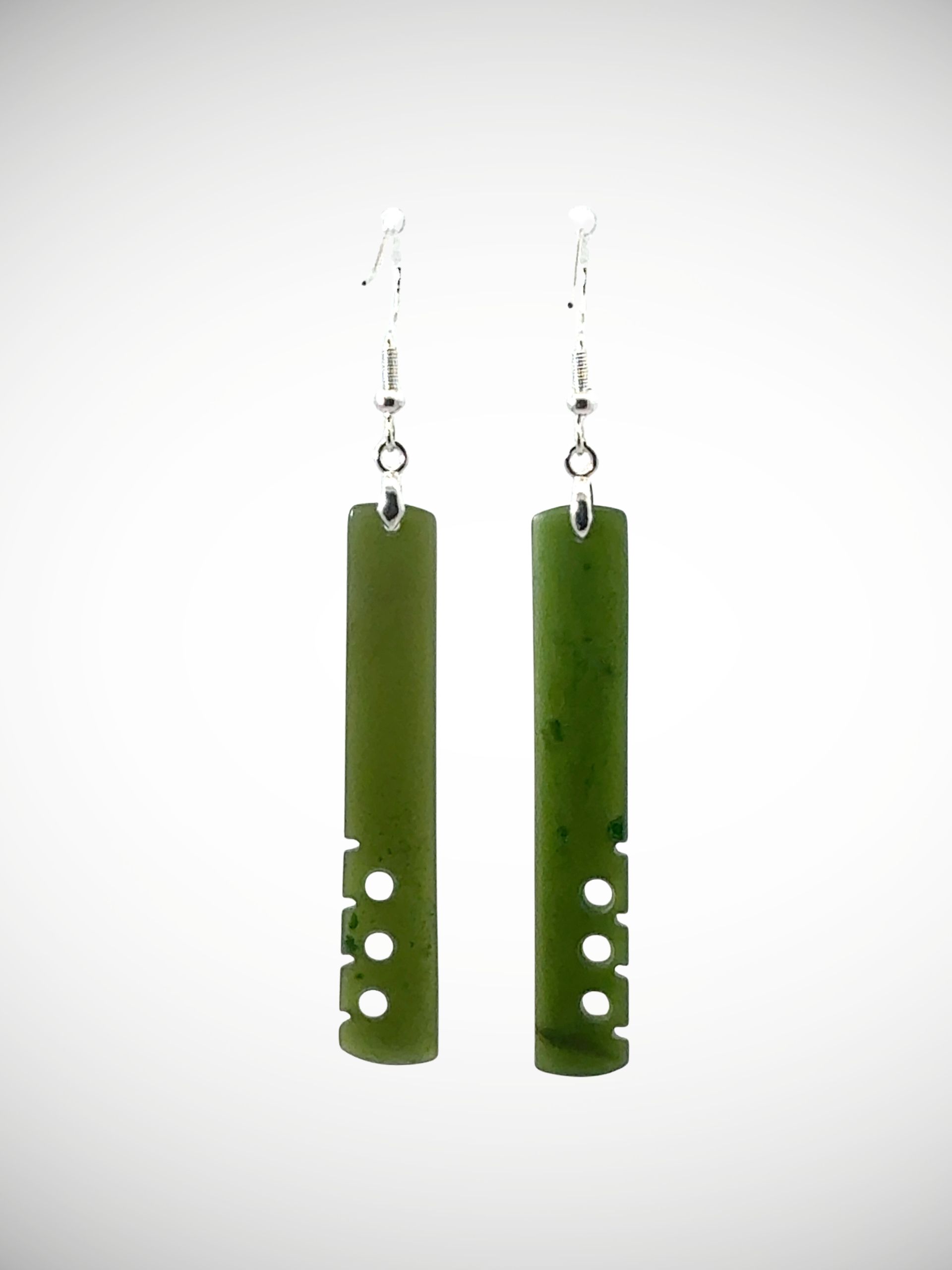 Moko Pounamu Genuine NZ Kawakawa Greenstone & Sterling Silver Earrings - Waimatua