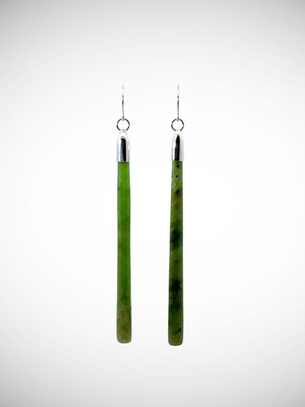 Moko Pounamu Genuine NZ Kahotea Greenstone & Sterling Silver Earrings - Waimate