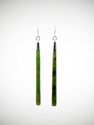 Moko Pounamu Genuine NZ Kahotea Greenstone & Sterling Silver Earrings - Waimate Moko Pounamu Genuine NZ Kahotea Greenstone & Sterling Silver Earrings - Waimate