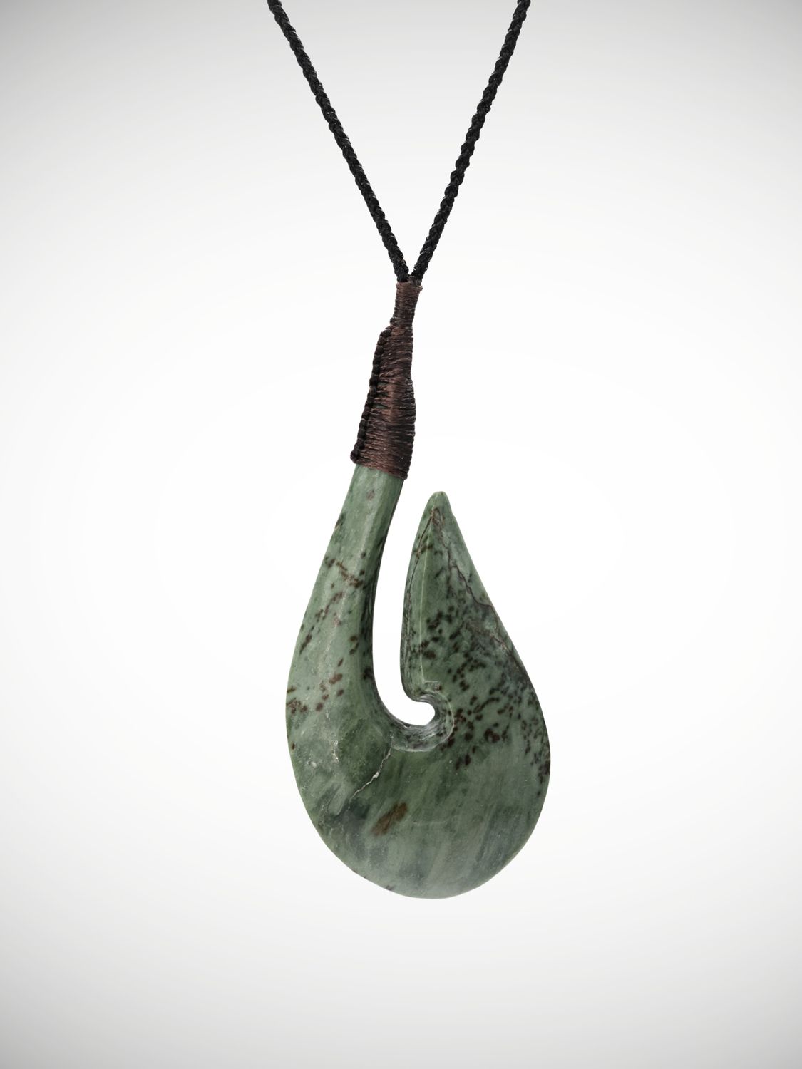 Moko Pounamu Hei Matau (Hook) Genuine NZ Kokopu Greenstone - Kaimamaku