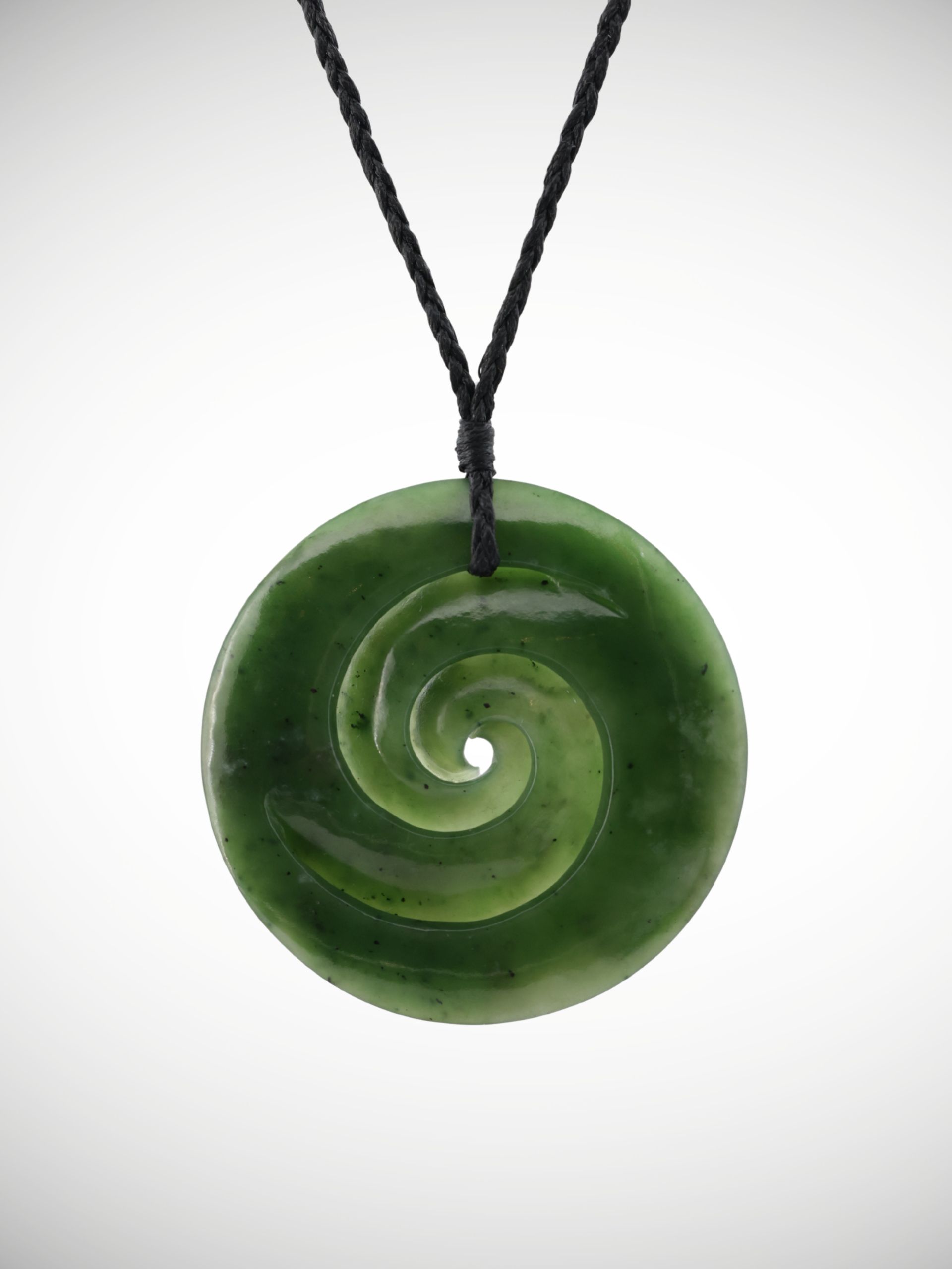 Moko Pounamu Double Koru Genuine NZ Kahurangi Greenstone - Kaiwera