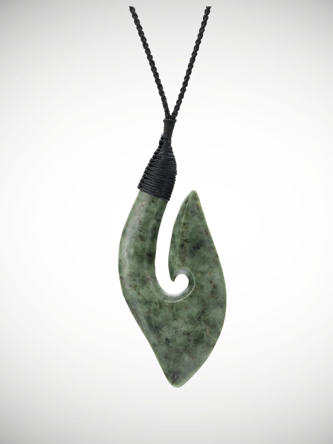 Moko Pounamu Hei Matau (Hook) Genuine NZ Kawakawa Greenstone - Kihikihi