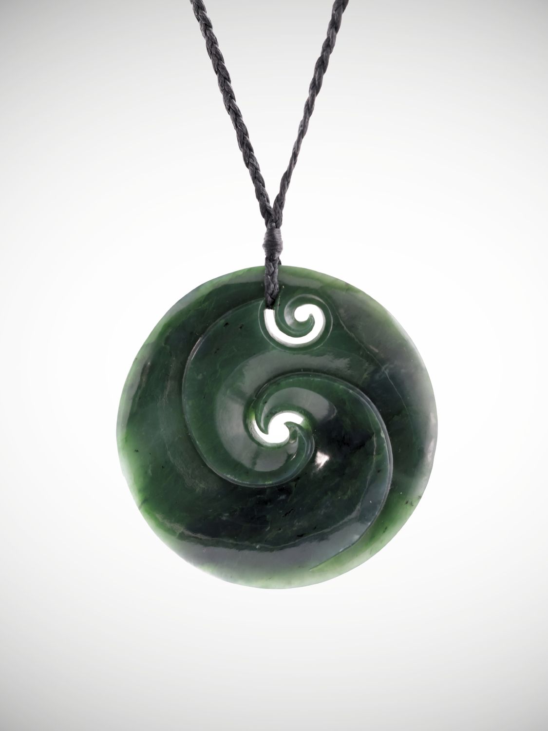 Moko Pounamu Double Koru Genuine NZ Kawakawa Greenstone - Makohine
