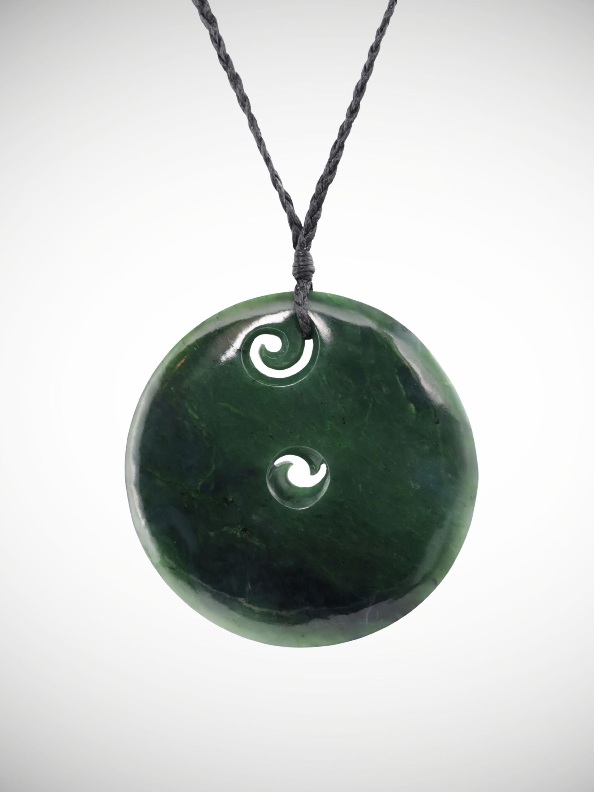 Moko Pounamu Double Koru Genuine NZ Kawakawa Greenstone - Makohine