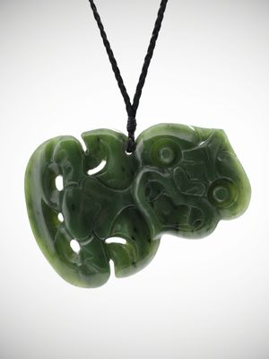 Moko Pounamu Hei Tiki Genuine NZ Kawakawa Greenstone  - Mamaranui