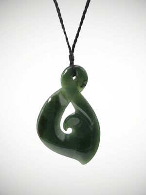 Moko Pounamu Single Pikorua with Koru Genuine NZ Kawakawa Greenstone  - Mangawhata