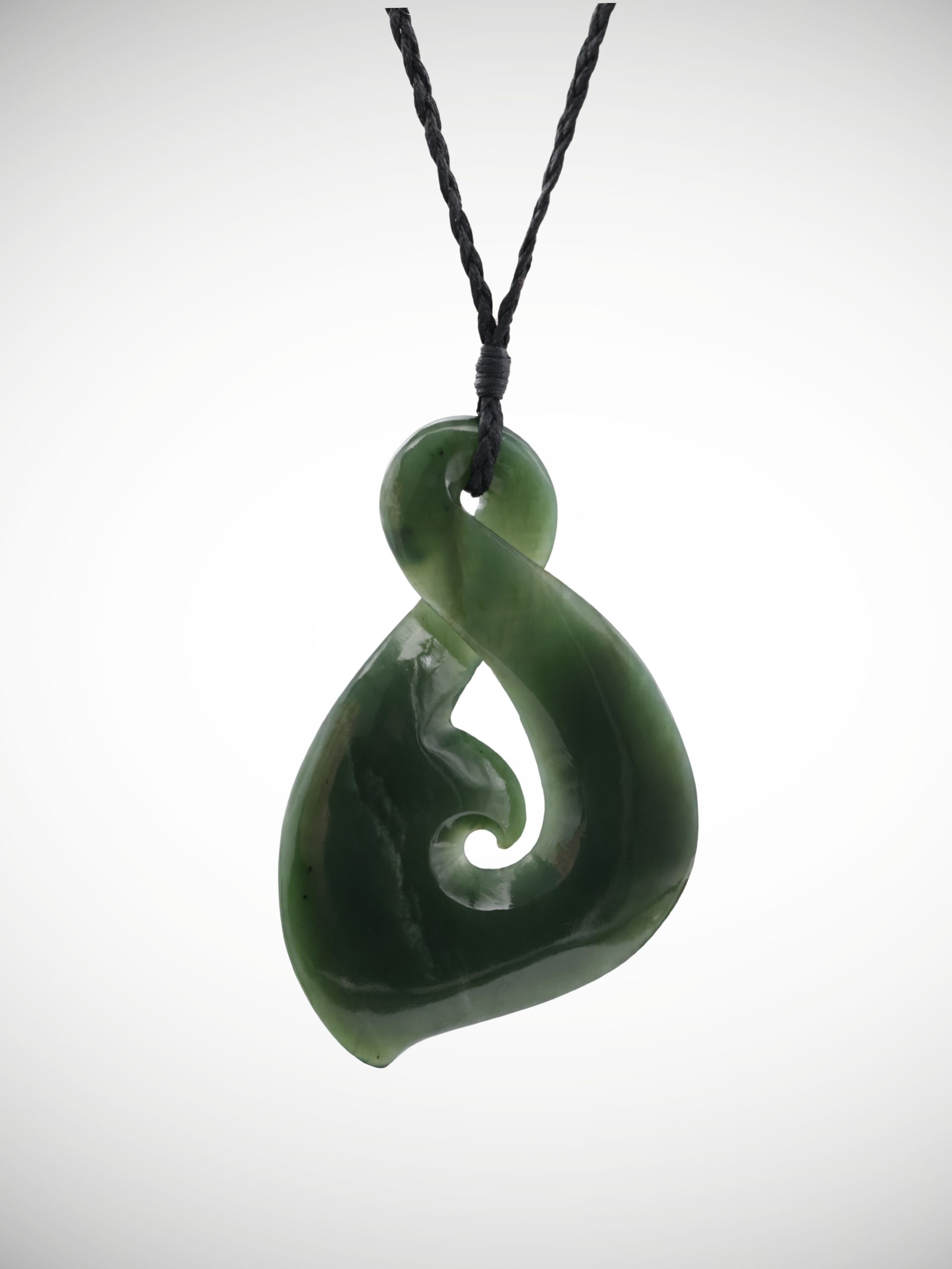 Moko Pounamu Single Pikorua with Koru Genuine NZ Kawakawa Greenstone  - Mangawhata