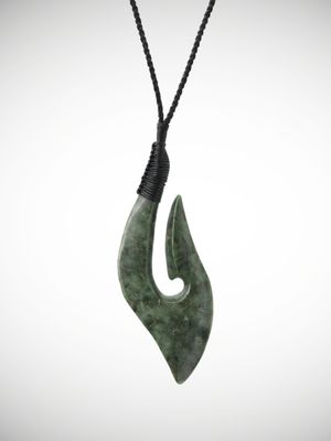 Moko Pounamu Hei Matau (Hook) Genuine NZ Kawakawa Greenstone - Mangawhero Moko Pounamu Hei Matau (Hook) Genuine NZ Kawakawa Greenstone - Mangawhero