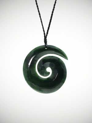Moko Pounamu Koru Genuine NZ Kawakawa Greenstone - Mangonui Moko Pounamu Koru Genuine NZ Kawakawa Greenstone - Mangonui
