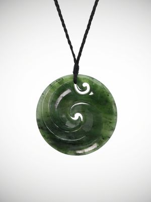 Moko Pounamu Double Koru Genuine NZ Kahurangi Greenstone - Maniatoto Moko Pounamu Double Koru Genuine NZ Kahurangi Greenstone - Maniatoto