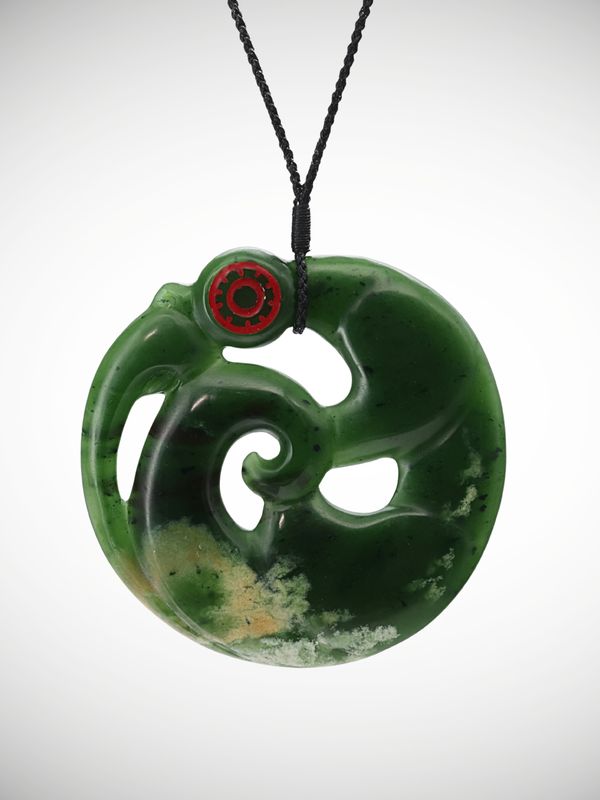 Moko Pounamu Koropepe Manaia Genuine NZ Kahurangi Flower Greenstone - Hukanui