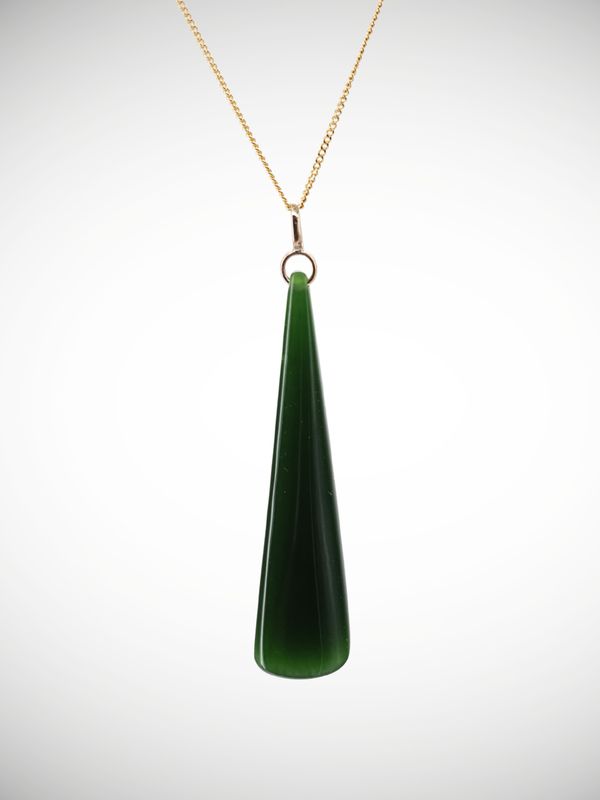 Moko Pounamu Roimata (Teardrop) Genuine NZ Kawakawa Greenstone & 9ct Gold - Korakonui