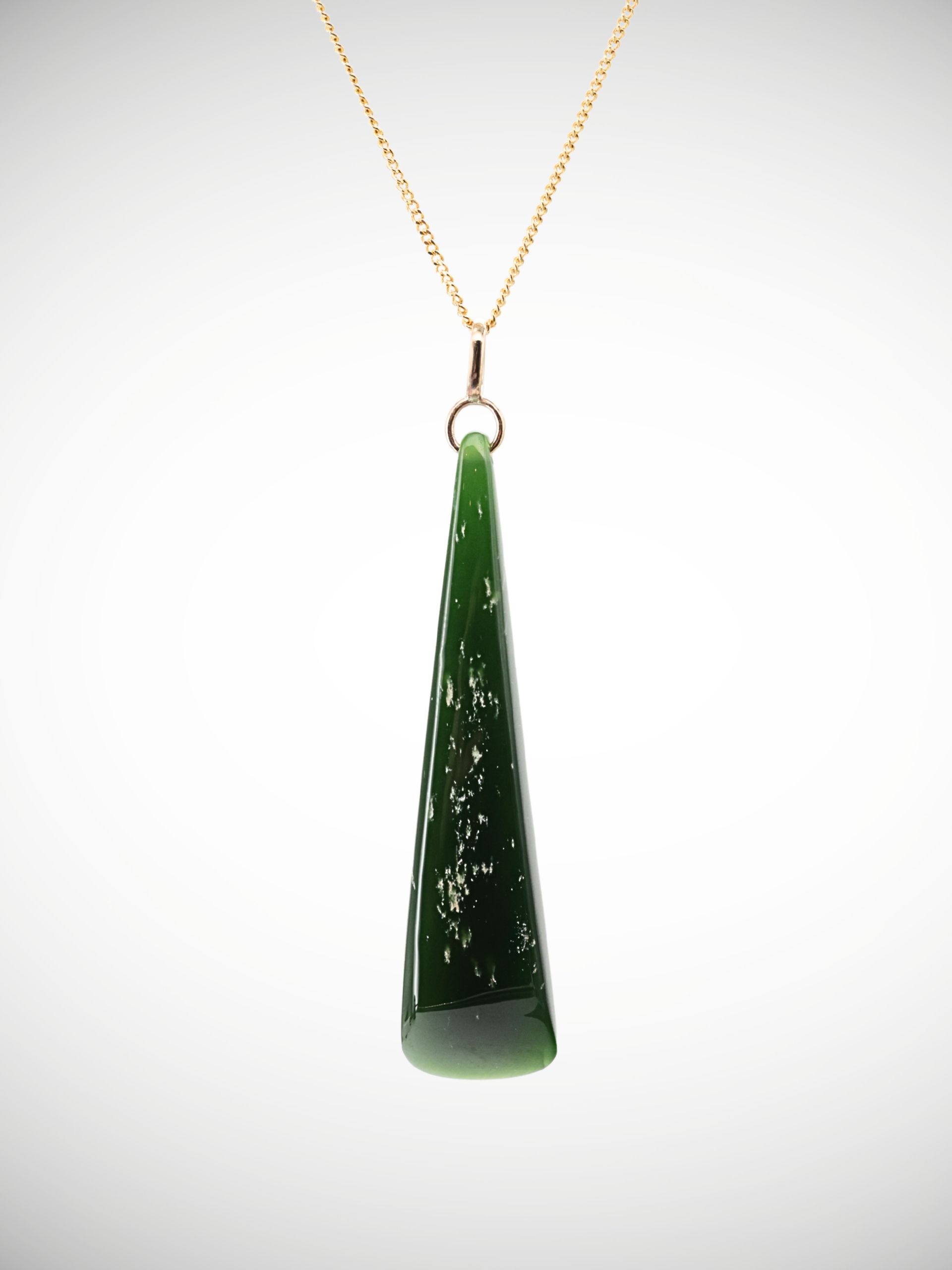 Moko Pounamu Roimata (Teardrop) Genuine NZ Kawakawa Greenstone & 9ct Gold - Korakonui