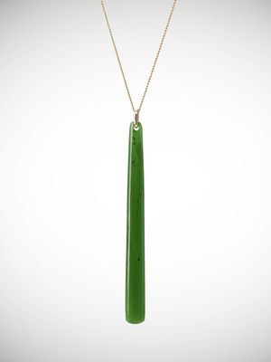 Moko Pounamu Roimata (Teardrop) Genuine NZ Kahurangi Greenstone & 9ct Gold - Kotuku