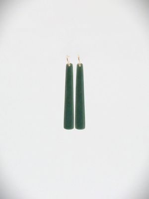 Moko Pounamu NZ Kawakawa Greenstone & 9ct Gold Earrings - Tiniroto Moko Pounamu NZ Kawakawa Greenstone & 9ct Gold Earrings - Tiniroto